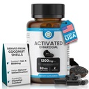 Aktiverte Charcoal Capsules 1200 MG, 60 Veg Caps, 30-dagers Premium Detox & Digestive Support, Gas & Bloating Relief, Organic Coconut Shell Charcoal, Gut Health, USA laget.