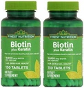Finest Nutrition Biotin Plus Keratin - 10.000 mhg - 300 count - 2 pakke
