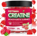 Kreatin Monohydrat Gummier for menn og kvinner 120 CT - 5600mg Kreatin Monohydrat per servering, Chewable Creatine Monohydrat for muskel støtte og energi øke, sukker gratis, vegan (Raspberry Flavor)