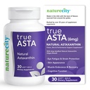 NatureCity TrueAsta 6mg Astaxanthin Supplement med AstaReal | Støtter øye, hud, ledd, muskler, hjerne og blodflow | Algae Basert Antioksidant Supplement | Ikke-GMO, Glutenfri | 30 Myke geler