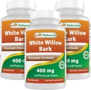 Beste Naturals Hvit Willow Bark 400 mg 180 kapsler (180 greve (Pack of 3))