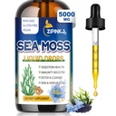 Sjø Moss Drops, Irsk flytende sjø Moss Gel Supplement med svart frøolje, Shilajit, Elderberry, Burdock Root, Spirulina, Bladderwrack for digestion helse, ikke-GMO, 2 Fl Oz