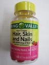 Spring Valley voksent hår, hud, negler, 2500 mg Biotin, Jordbær, 60 gummier (pakke med 2)