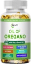 Olje av Oregano Softgels,Organikk Olje av Oregano med svart frøolje for immun støtte Digestiv Helse Sesongal Herbal,High Carvatrol & Thymoquinon Oregano olje,Plant Basert,Non-GMO,120 greve