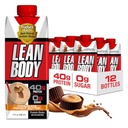 Lean Body Ready-to-Drink Protein Shake, 40g Protein, Whey Blend, 0 Sukker, Glutenfri, 22 vitaminer og mineraler, (Resirkulerbar karton & Lid - Pakke med 12) LABRADA (Chokolate Peanut Butter)