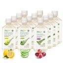 AloeCure Organic Aloe Vera Juice - 12 flaske prøvepakke - Grape, sitron, naturlig flavor, 12x500ml
