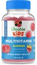 Livbar sukkerfri multivitamin for barn – Great Tasting Natural Flavor Gummy Supplement – med vitaminer A, C, D, E, Niacin, B6, Folat, B12, Biotin, Pantotensyre, jodin, sink, – 90 gummier