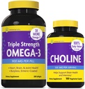 InnovixLabs Choline & Triple Omega-3 Bundle Choline Bitartrate 550 mg (100 kapsler) Triple Styrke Omega (200 Softgels). Støtter hukommelse, humør, hjernens helse og økt kognitiv.*