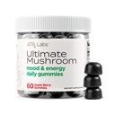 Ultimate Moshroom Daily Gummies - Mushroom Gummies med Cordyceps, Lions Mane og Reishi, Plus Huperzine A & L-Theanine, kan forbedre humør og energi, Apple Berry Flavor, 60 Gummies
