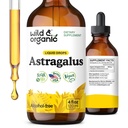Wild & Organic Astragalus Tinktur - Immun Support Supplement w / Astragalus Root Extract - Vegansk Tinktur for immunisme - Sukker & alkohol-fri drops - 4 fl oz