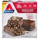 Atkins Dobbel Fudge Brownie Protein Måltid Bar, Høy Fiber, 15g Protein, 1g Sukker, 4g Net Carb, Måltid Utskiftning, Keto Vennlig