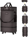 Passasjerer med hjul Expanderbar Bag Foldbar Suit Case med 4 universelle hjul sammenleggbar Rolling Travel Case (Kaffe)