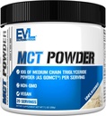 Evlution Nutrition MCT pulver - Keto Supplement - MCT olje pulver - 10G Medium kjede triglycerider - Brain & Body Energy Drink - Fatty Acid Supplement - Vegansk & Ikke-GMO - 20 Serveringer - Uslavored