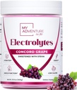 Zero Sukker - Concord Grape Electrolytes pulver - Forfriskende Hydration Mix - Koffeinfri energi med alle naturlige ingredienser - Vegansk, Keto & Paleo - Sukkerfri Elektrolytter Drikkemiks - 120 Serveringer