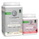 Sunwarrior Vegansk Protein Powder USDA organisk | 20 serveringer, Cake Batter Flavored & Kreatin Monohydrat pulver for henne | Micronized 50 serveringer, bringebær lemonade Flavored