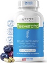 VEEZE Resveratrol Supplement 600mg 60 kapsler og 60 serveringer - laget i USA naturlig og organisk Resveratrol - rik på antioksidanter og trans Resveratrol for velværestøtte - Premium Organic Resveratrol