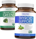 Super Greens & Thyroid Support (3-måneders forsyning) Thyroid Vitality Bundle av organisk Super Greens pulver - komplett Superfood (180 kapsler) & Thyroid støtte for menn og kvinner (Non-GMO(180 kapsler)