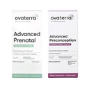 Ovaterra Avansert Prenatal & Preconception Multivitamin Bundle for kvinner med DHEA 25 mg, Choline 550 mg, Folat (Metylfolat) 1,010 mg, Omega-3 DHA, EPA, Chelatert jern 364 kapsler - 28 dagers forsyning