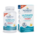 Nordic Naturals Ultimate Omega + CoQ10, sitron - 90 Soft Gels - 1280 mg Omega-3 + 100 mg CoQ10 - hjertehelse, cellulær energi, antioksidant støtte - Non-GMO - 45 Services