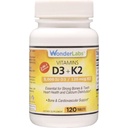 Wonder Laboratories Vitamin D 5000 IE, vitamin D3 + K2 støtter et sunt immunsystem, essensiell for sterke bein, hjertehelse og kalsiumdistribusjon, 120 tabletter