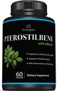 Premium Pterostilbene Supplement – Pterostilbene med Resveratrol & Quercetin – Støtter sunn aldring – naturlig kilde Pterostilbene 100mg per servering – 60 kapsler