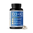 Vitamin D3 K2 med MCT, 5000 IU Vegan D3 & 100 mcg MK7 K2, støtte sterke bein og immun helse - 30 kapsler (30 dagers forsyning)