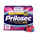 Prilosec OTC, Omeprazol forsinket frigjøring 20mg, syrereduserende, behandler hyppig halsbrann for 24 timers relief, hele dagen, hele natten*, Heartburn medisin, 20mg, Wildberry Flavor, 42 tabletter