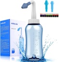 Darate Neti Pot Sinus rengjøringsflaske, Nese Vaske renere trykk rengjøring Nasal irrigasjon for voksen og kid BPA gratis med klistremerke termometer (300ml)