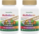 NaturesPlus Dyr Parade Gull Barnas Multivitamin - Assortert Cherry, Oransje & Grape Flavors - 60 Chewable Tabletter, Pakke med 2 - Vegetarisk, Glutenfri - 60 Total Services