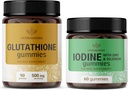 HERBAMAMA Glutathione og Iodine Kit - Budge på 500 mg Redusert L-Glutathion & Kalium Iodine Gummies - Vegan, ikke-GMO, Gelatin-Free - 2 Pack
