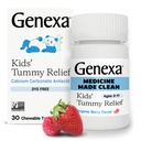 Genexa Kids Clean Dye Gratis Tummy Relief | Heartburn, Acid Indigestion, Sour Mage Chewable Antacid | 0% Kunstige Additiver, Barns Kalsiumkarbonat, organisk Berry Flavor, 30ct