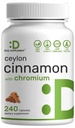Ceylon kanel med kromium 1000mcg, 240 kapsler | Active Inner Bark Extract, True Sri Lanka kilde | Naturlige kanel kosttilskudd