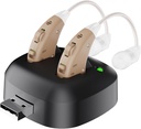 Digital hørselsforsterker - Oppladbar bak øret Personlig Hørselsforsterker Lydforsterker Par, BTE Digital Hørselsforsterker med USB Lading Dock av Medca