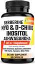 Myo-Inositol & D-Chiro Inositol kapsler med Ashwagandha, Berberin, kanel, Gymnema, Chasteberry, Melke Thistle, Turmeric, Bitter Melon - 90 Kapsler