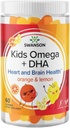 Swanson Kids Omega + DHA Gummies - 60 Gummies - Hjerne og hjerte Helse Støtte for barn - Naturlig og Delicious