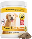 Amazing Omega 3 for hunder - Omega 3 Fish Oil for hunder Supplement for kløende hud lindring for tørr hud og varme flekker og shedding Coat med EPA og DHA fettsyrer - 90 Salmon Soft Chews