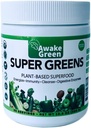 Awake Green - Super Greens - Superfood pulver - USDA Økologisk ikke-GMO Vegansk Supplement - for Digestive & Bloating Relief - 20+ Hele matvarer (Spirulina, hvetegras, Barley), Probiotika, Fiber & Enzymer