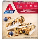 Atkins Blåbær Gresk Yogurt Protein Måltid Bar, Høy Fiber, 15g Protein, 3g Sukker, 5g Netkarbohydrater, Måltid Utskiftning, Keto Vennlig, 5 Count