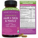 Biotin 5000 mhg Håret negler vitaminer for kvinner - organisk og vegetarisk-vennlig Supplement med vitamin E, B-vitaminer, spirulina, hestehale og supermat blanding for å hjelpe produsere keratin - 120 greve