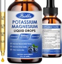 Kalium Magnesium Supplement - høy absorpsjon Magnesium Complex 500mg & Kalium 99mg Plus Kalsium, vitamin D3, Sink, Sugar Free Drops Supplement for Ben Cramps, Energi, Metabolisme(Blåbær)