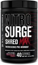 Jacked Factory Nitrosurge Shred Max preworkout - høy performance termogen pre trening pulver for menn og kvinner - L Citrulline, Acetyl L karnitin, organisk koffein - 40 serveringer, vannmelon fersken