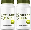 Rise labs Sharp ørekapsler, Sharp ørepiller for klar hørsel, Sharp øresupplement for å gjenopprette hørselshelse, Sharp øre avansert formel maksimal styrke (120 kapsler) (pakke med 2)