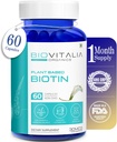 Plante Basert Ren Biotin Supplement Kapsler- Støtte Sterkere Nagler & Hårvekst Beriket med Sesbania Grandiflora Solflower frø Amla Beetroot & Spinat - 60 Veg Kapsler