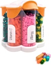 Ekstra stor pilleorganisator daglig, ukentlig, månedlig tilleggsflaske, Søt Blossom Pill Dispenser med 7 XL sammenligninger, lettåpne piller boks for vitaminer, medisiner, etiketter inkludert (Orange)