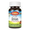 Carlson - Chewable Iron, 30 mg, Superior Absorpsjon, Blood Health, Energiproduksjon & Optimal wellness, Naturlig Jordbær Flavor, 60 tabletter