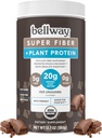 Bellway Super Fiber + Protein pulver, sukkerfri organisk Psyllium Husk Fiber Supplement pulver med 20g Planteprotein Per Serving, rik sjokolade, 12,7 oz