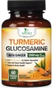 Turmeric Curcumin Supplement 2000mg - 95% Curcuminoids med glukosamin, Ginger & MSM, BioPerine Black Pepper for beste absorpsjon, Naturens Vegan felles støtte, ikke-GMO, flaske i USA - 60 kapsler