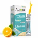 Aurora Nutrascience Mega-Liposomal B-Complex + vitamin C, støtter energi, immun- og nervesystem helse, glutenfri, ikke-GMO, sukker-fri, orange flavor, 10 enkelt server pakker