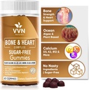 Vegansk kalsium Gummies K2 Vitamin Supplement med MK-7 & vitamin D3, Magnesium og 13 Trace Minerals, støttende beintetthet | Plant Basert | B12 - Bein og hjerte kompleks, 60 ct.