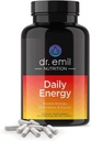 DR. EMIL NUTRITION Daily Energy Supplement - sukker gratis energi piller med 160mg koffein per servering - energi øker og fokus Supplement med Guarana ekstrakt, L-Taurin & L-Theanine